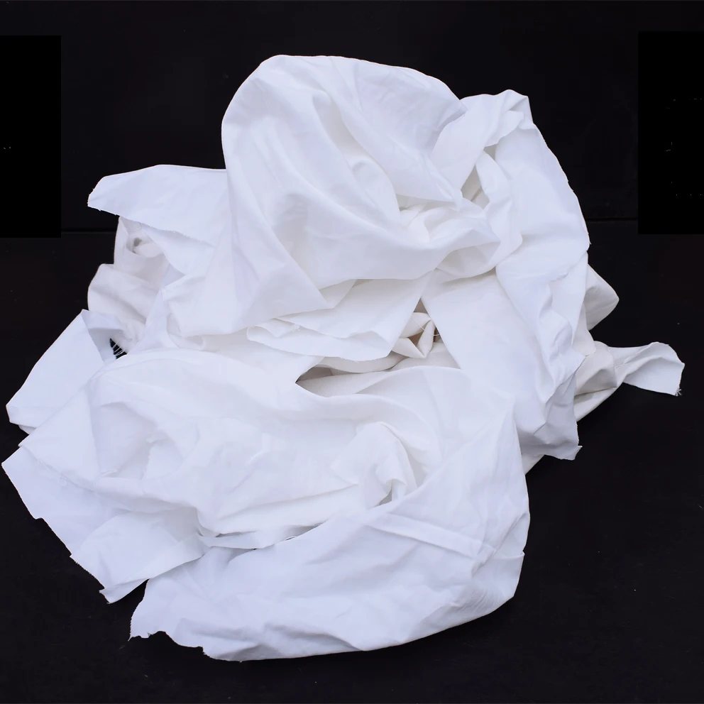 T-Shirt Wiper cotton rags used clothing cut white Industrial Wiping Industrial Cleaning Oil rectangle 10-100Kg/bag