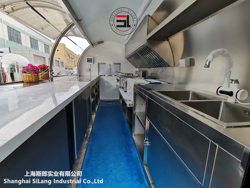 
SLUNG Black Customized Multifunctional Food Trailer/Coffee Food Truck with Baking Equipment/ Pizza Hamburger Camper Cart 