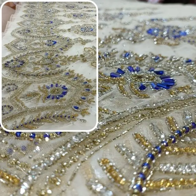 Luxury Beaded Fabric Embroidery Beaded Wholesale Factory from Indian Manufacture