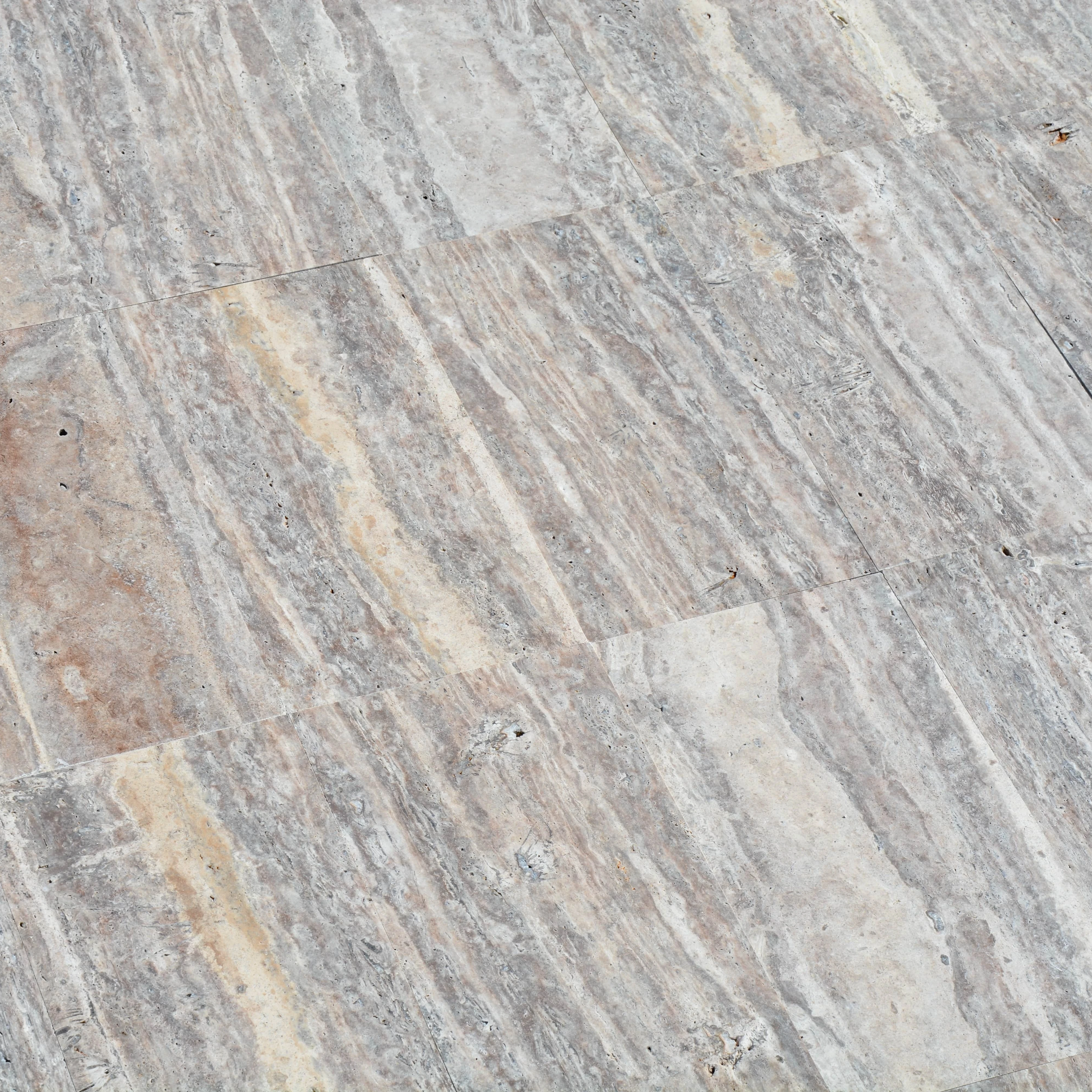 Серая Серебряная плитка травертина Afyon, Классическая серебряная мозаика травертина, титановая смесь травертина