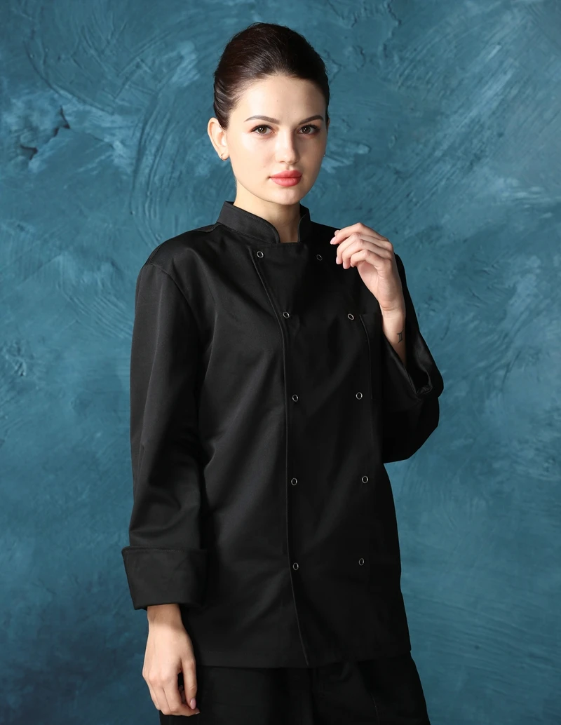 CHECKEDOUT 2022 latest design double breasted long sleeve fashion chef jacket and catering uniform for hotel and restaurant