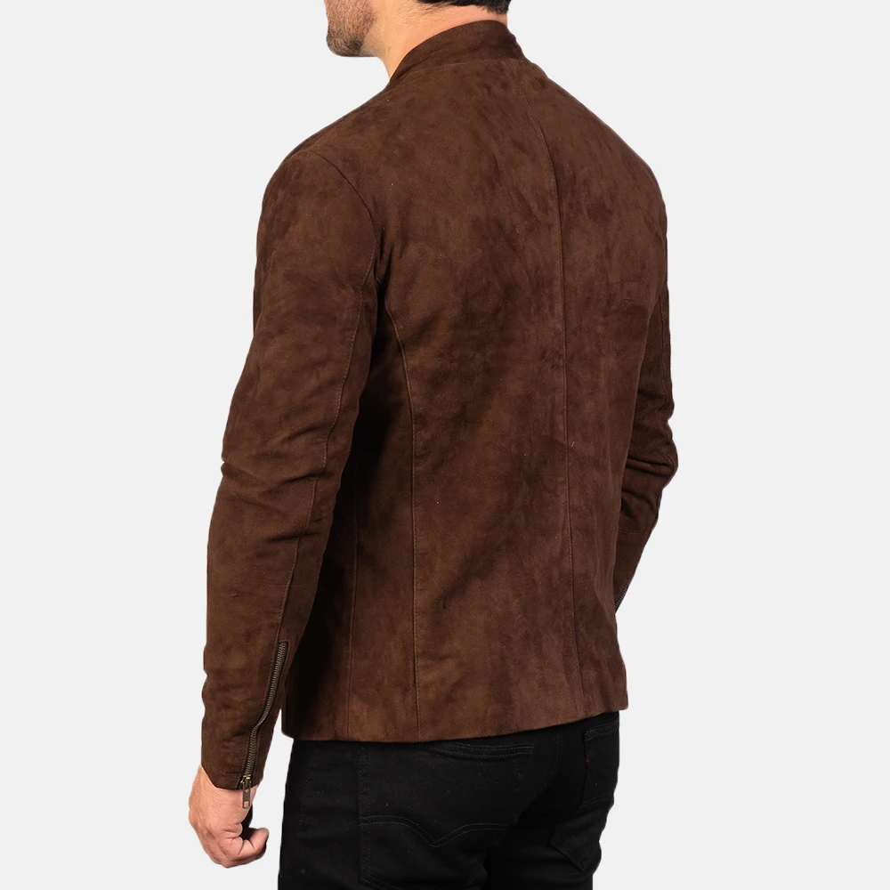 
High Quality Goat skin Leather Jacket in Brown Colour Charcoal Mocha Suede Biker Jacket new arrival custom leather jacket 