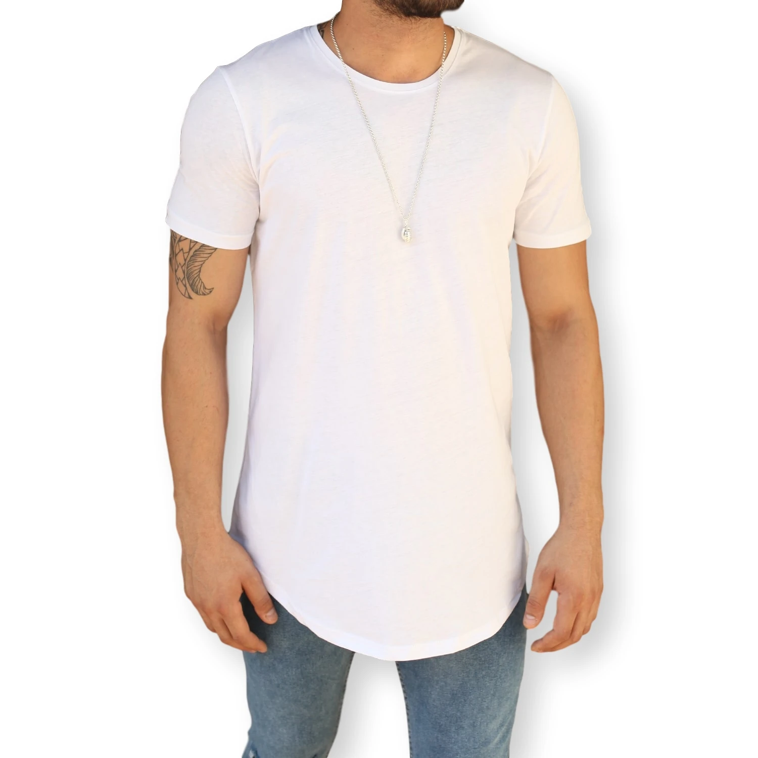 Oversize Longline Roundneck White T-Shirt Casual 100% Cotton Mens Apparel New Style High Quality with Wholesale Offer Trend 2023