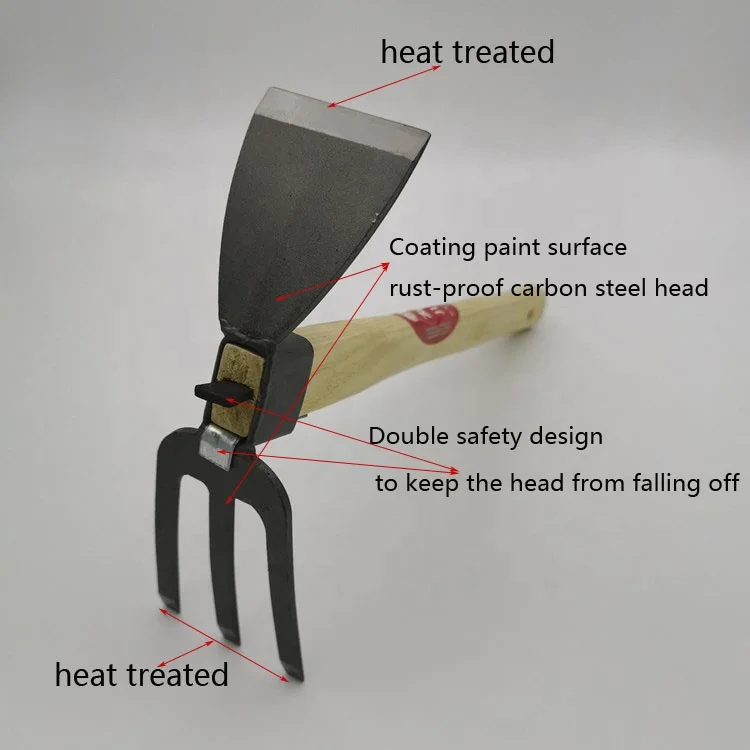Термообработанный углеродистая сталь двухстороннее радио 2 in1digging грабли мотыга вилка