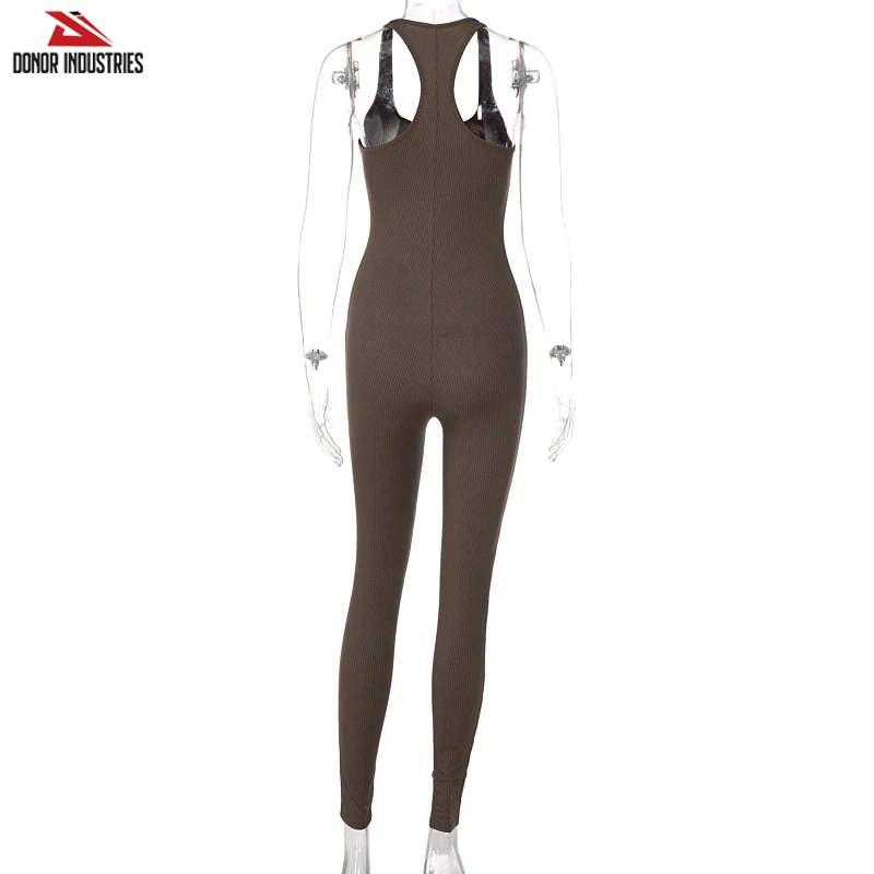 202 Autumn Casual Playsuits For Women Workout Sports GYM Clothes Woman Bottom Homewear Solid Jumpsuit Bodycon Slim Bodysuit