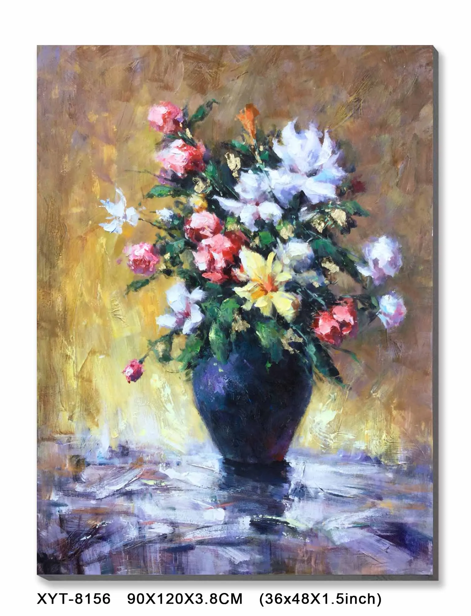 Абстрактная картина маслом на холсте с цветами