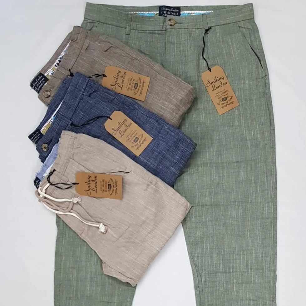 Overstock Garments Surplus Leftover Apparels Original Branded Labels Mens Remi Cotton Casual Pants Bangladesh Stock Lot
