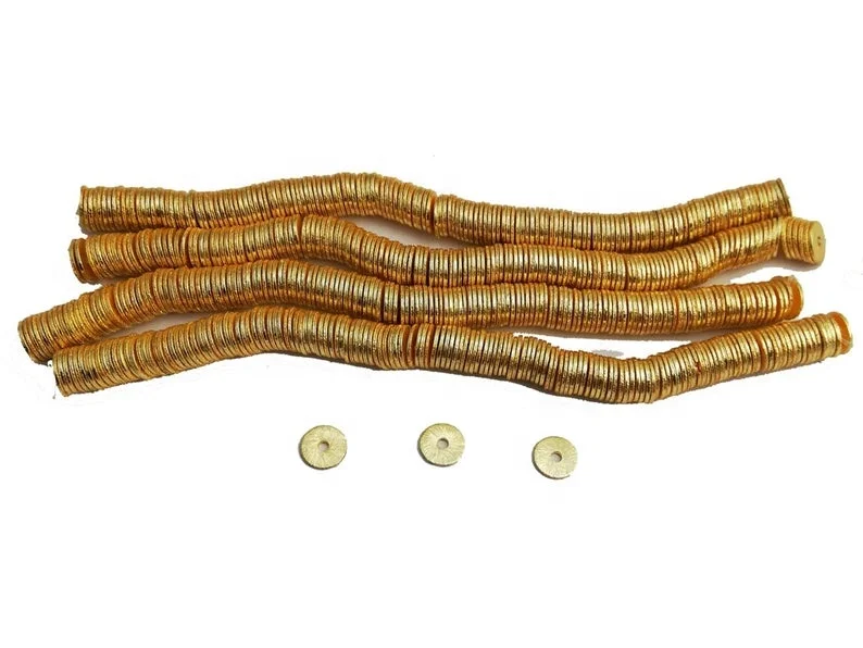 Brushed Gold Plated Flat Round Bead Spacers