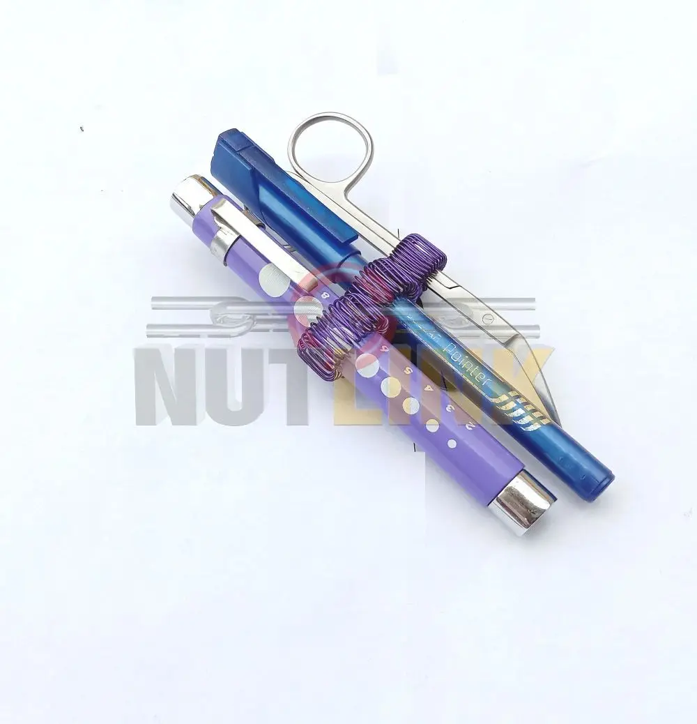 Triple Hole Metal Pen Holder With Pocket Clip - Doctors, Nurse, Uniform with Bandage Scissors and Pupol Light Office Pen Holder