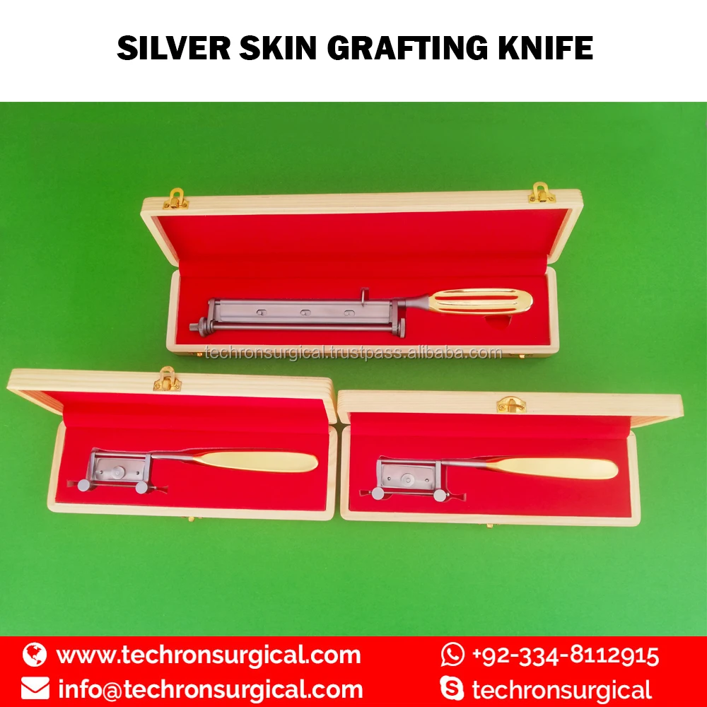 Silver Skin Graft Knife with Wooden Box
