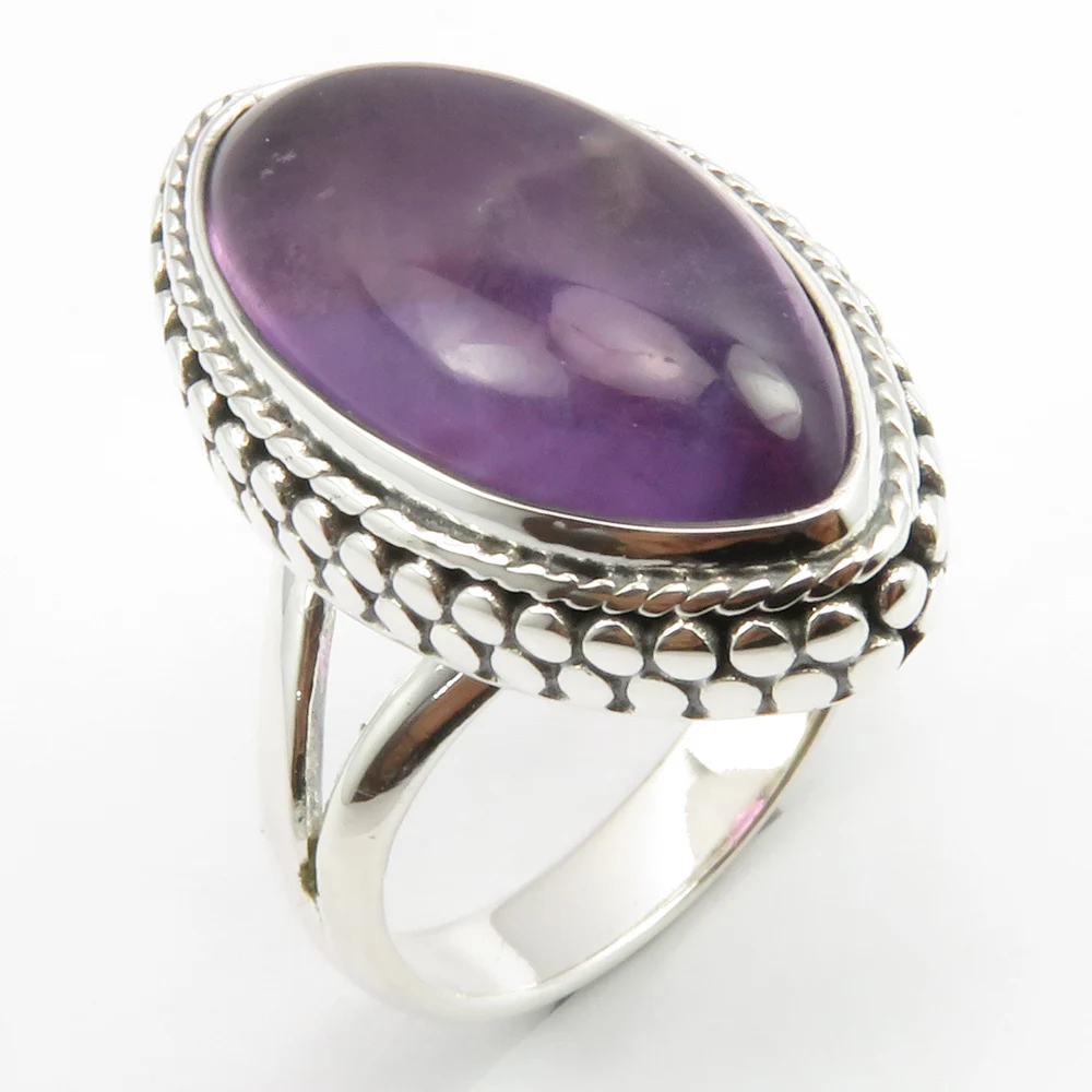 
Vintage Style SET ! 925 Silver Genuine AMETHYST Pendant Earrings Ring Sz 7.25, Wedding Jewelry 