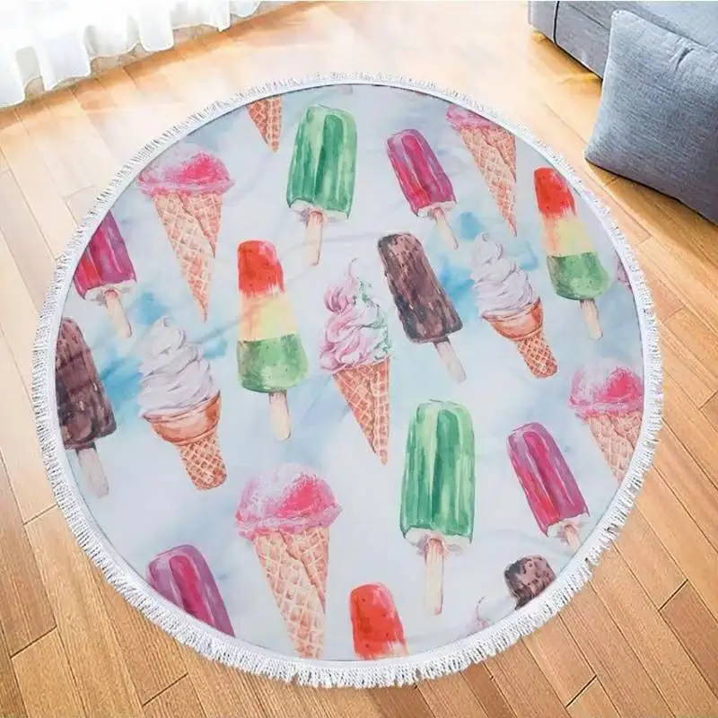 Полноцветное круглое пляжное полотенце с сублимационной печатью на