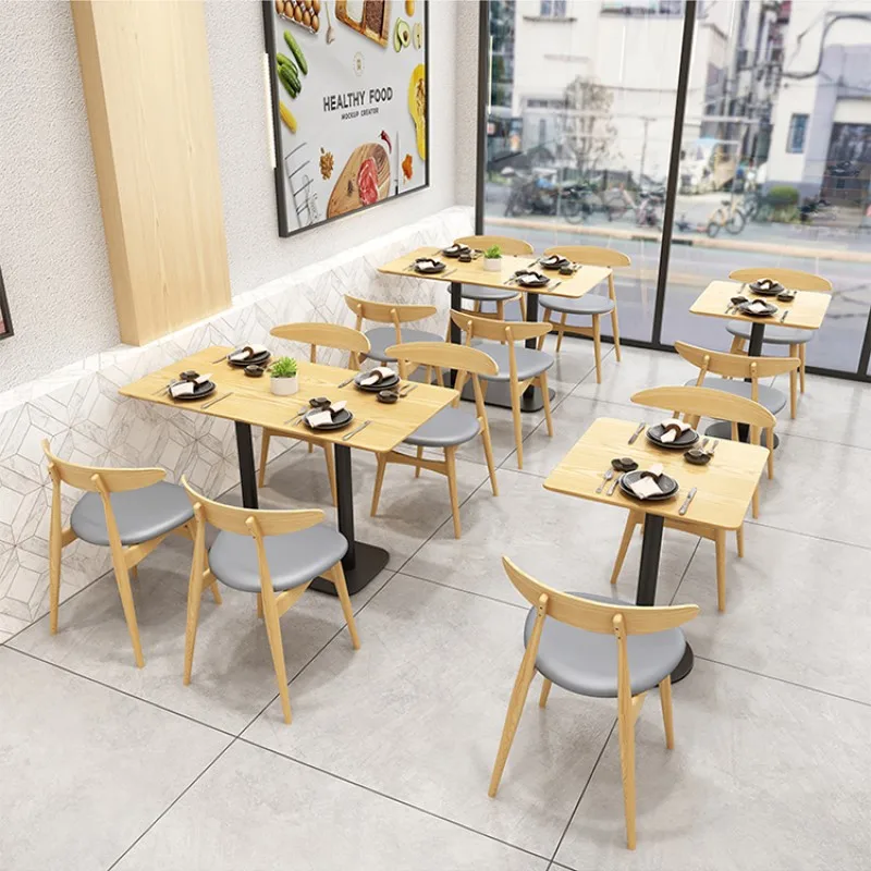 Foshan Factory Solid Wood Dining Chairs Restaurant Cafe Bench Sofa and Table