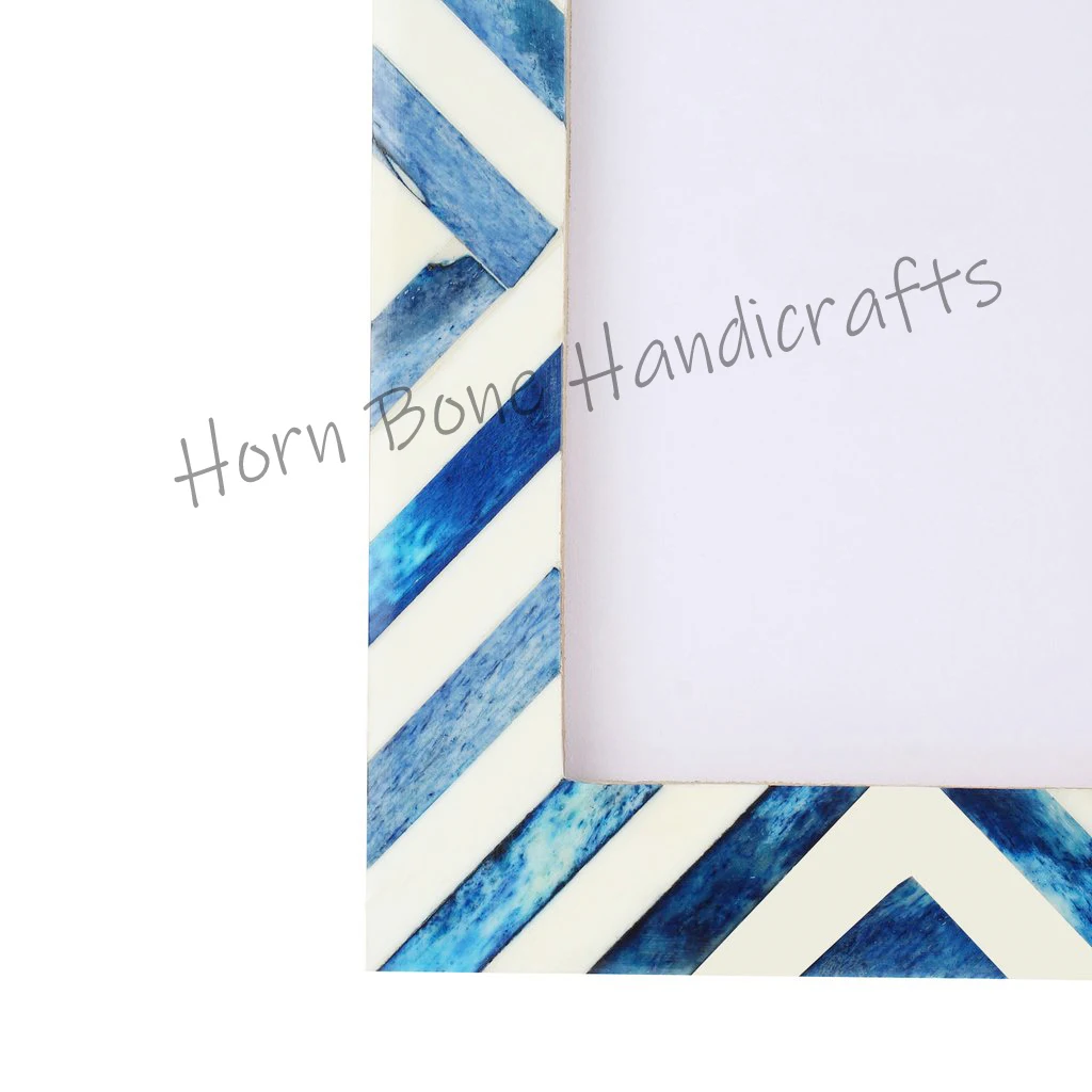 High Quality Bone Inlay Photo Frame White and Blue Bone Inlays Picture Frame For Home Decoration Indigo & Ivory Photo Frame