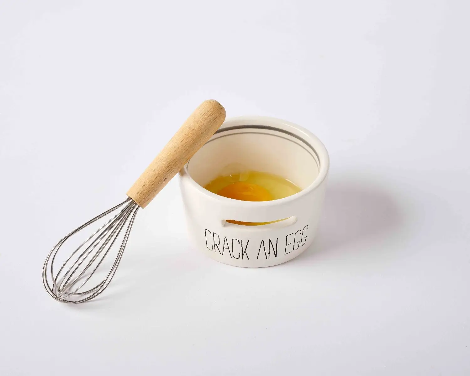 Vertical stripe beads with Hot and heavy phrase silkscreen Egg Separator and Whisk Set