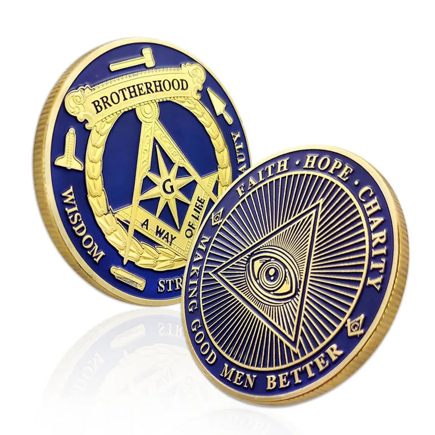 Оптовая продажа, Оригинальные металлические масонские монеты из мягкой эмали
