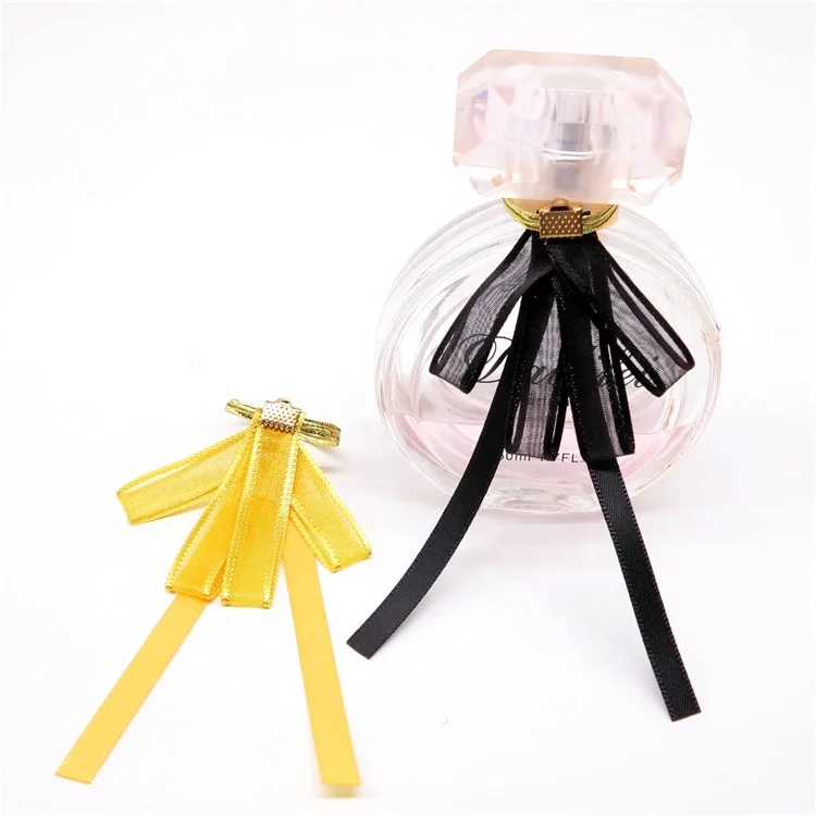 Satin 10mm bottle gift pack ribbon bow tie with elastic loop for perfume bottle