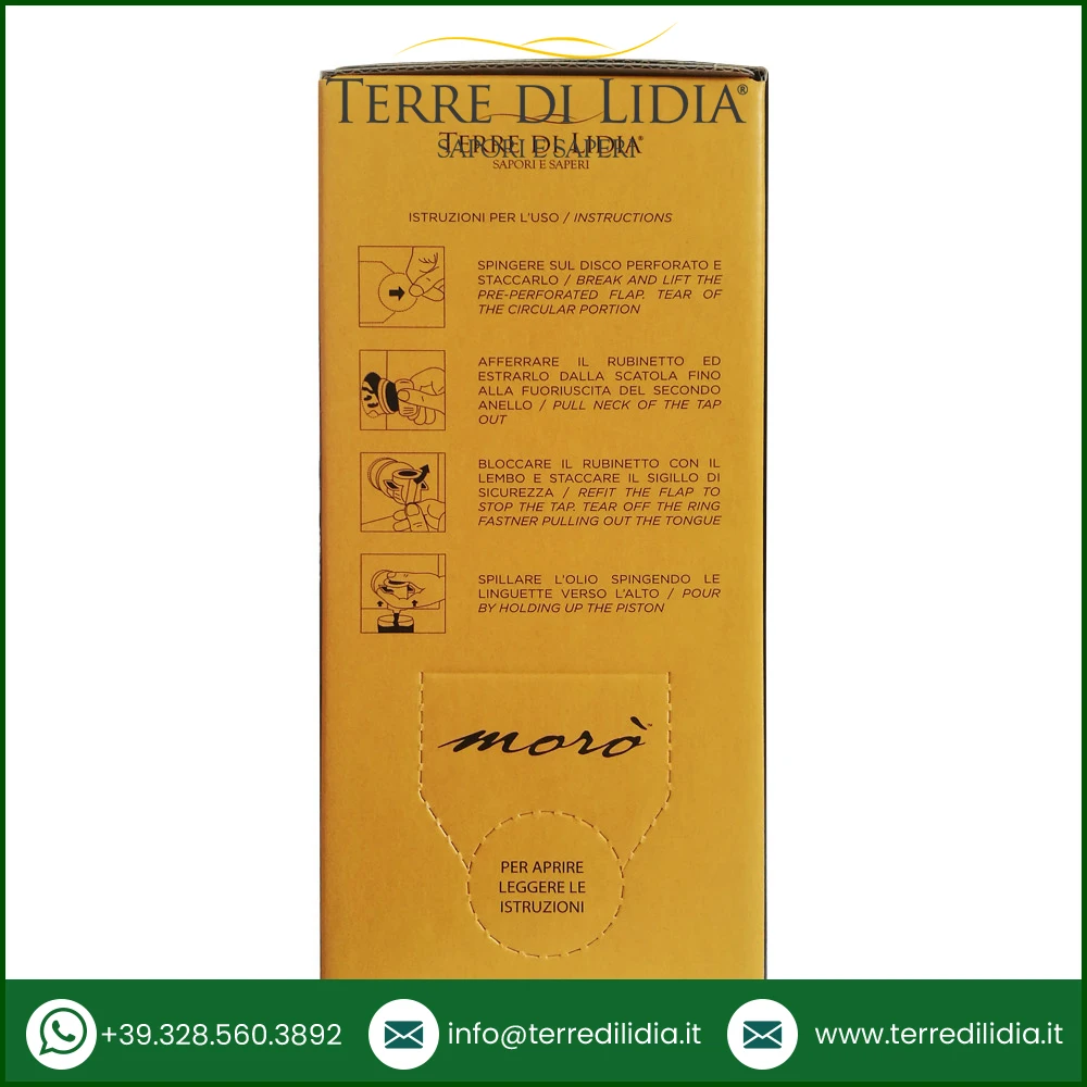 Organic High Quality Cold Pressed Italian Extra Virgin Olive Oil Bag in box Moro 3 L
