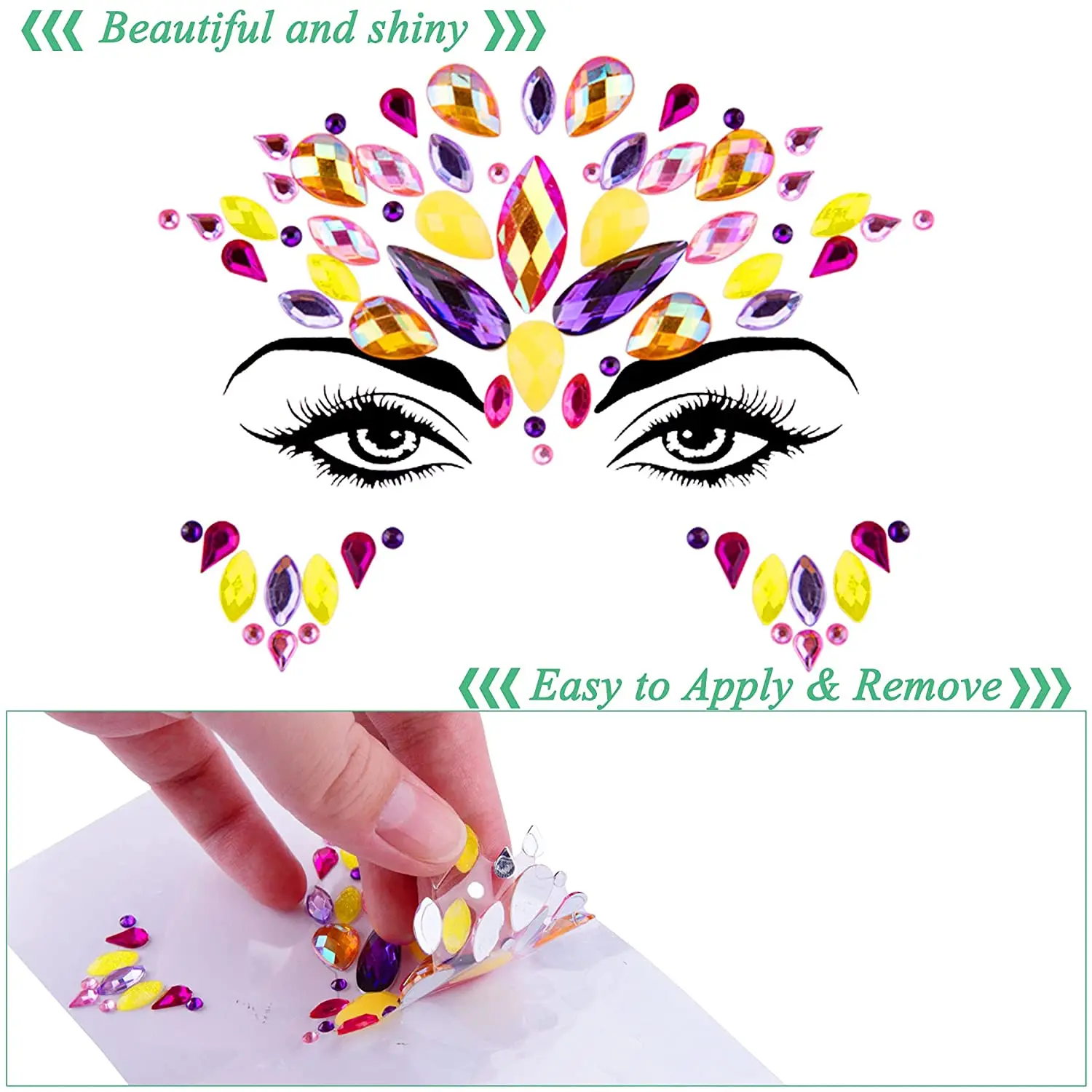 18 комплектов временные фестиваль блеск Русалка уход за кожей лица с украшением в виде кристаллов наклейки для временных татуировок для фестиваля рейв Карнавальный костюм для вечеринки