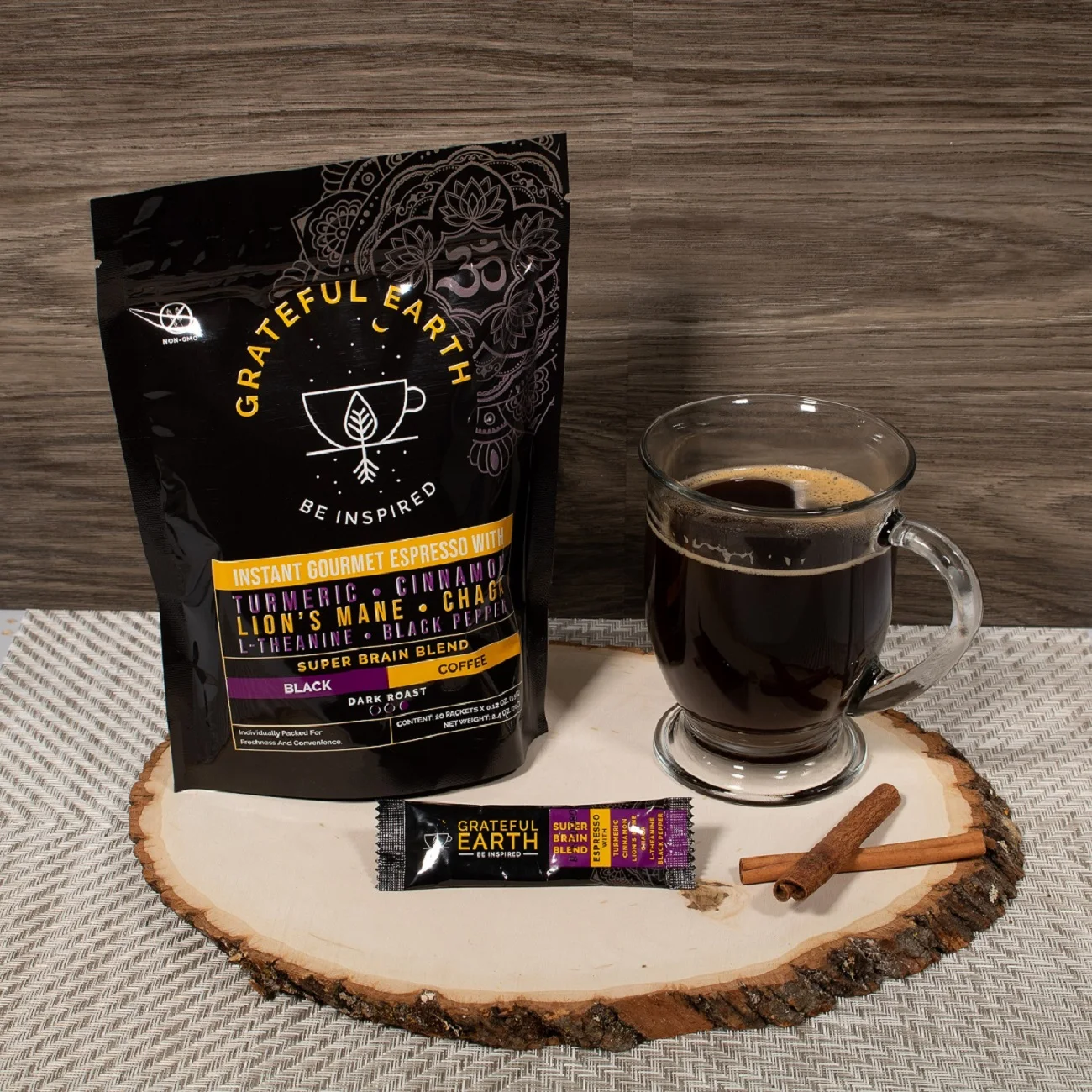 Grateful Earth Espresso Super Brain Blend Instant Coffee