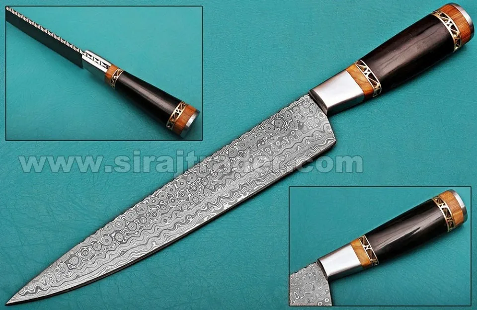 Рукоятка ножа шеф-повара из дамасской стали ручной работы материал лист