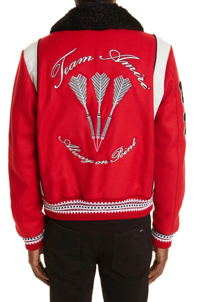 Men varsity jacket new fashion turn down fur collar leather wool fabric chinelle embroidery men baseball letterman jacket