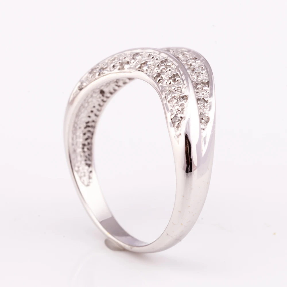 Элегантное высококачественное 925 Серебряное витое кольцо с алмазным родиевым покрытием