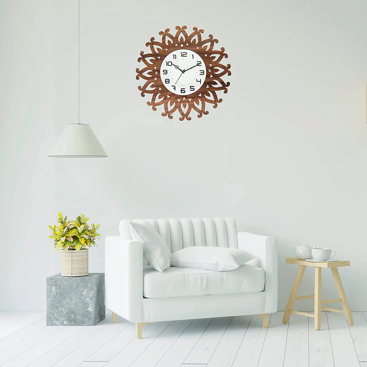 Sun flower Shape Wall  Clock Creative Decorative Wooden Wall Clock For Home Office Living Room