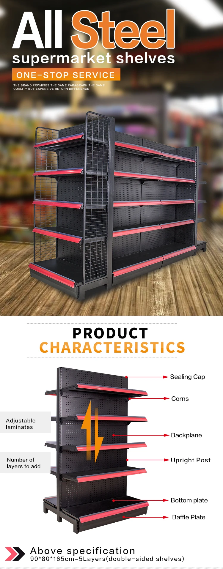 China  metallic supermarket shelf equipment supermarket rack gondola shelves