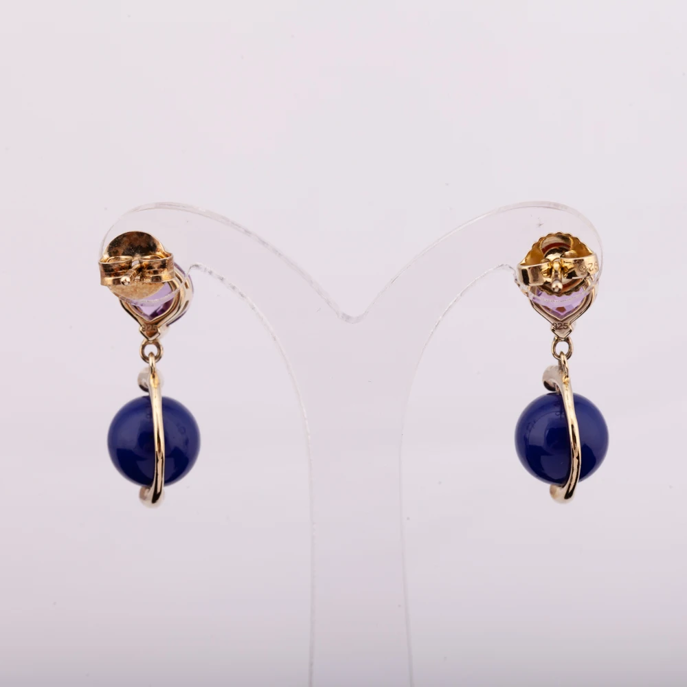 Natural Lapis Amethyst and white quartz earring silver 925 high quality factory price  from Thailand Manufacturer