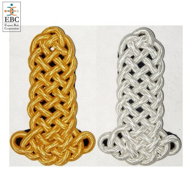 OEM Gold with Maroon Epaulette shoulder Gold Bullion Metallic Cord Epaulettes Handmade Regulations Issue Fashion Acc