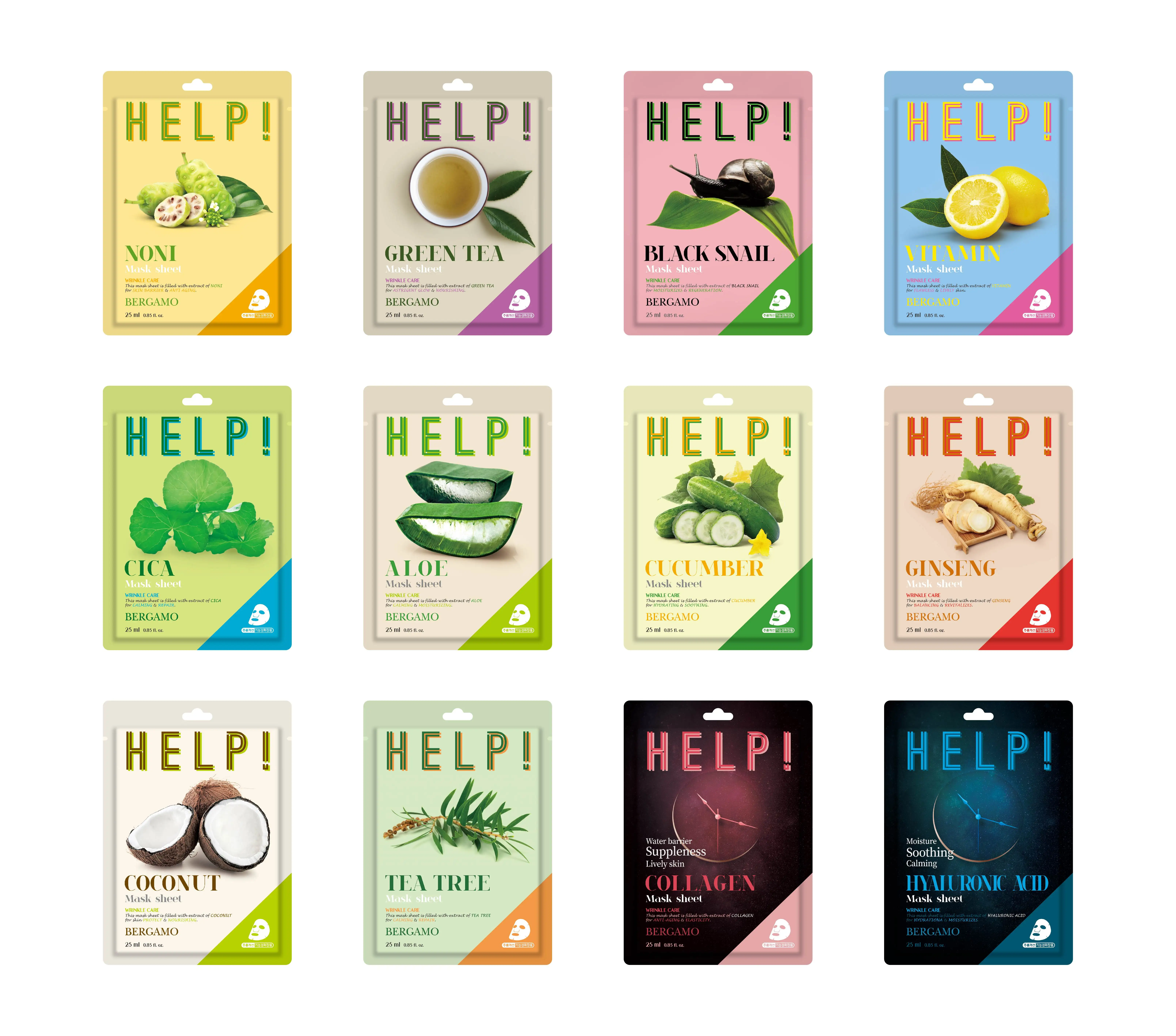 BERGAMO COCONUT HELP! MASK PACK made in Korea cotton sheet anti wrinkle soothing Clean herbal extract hydration moisturizing