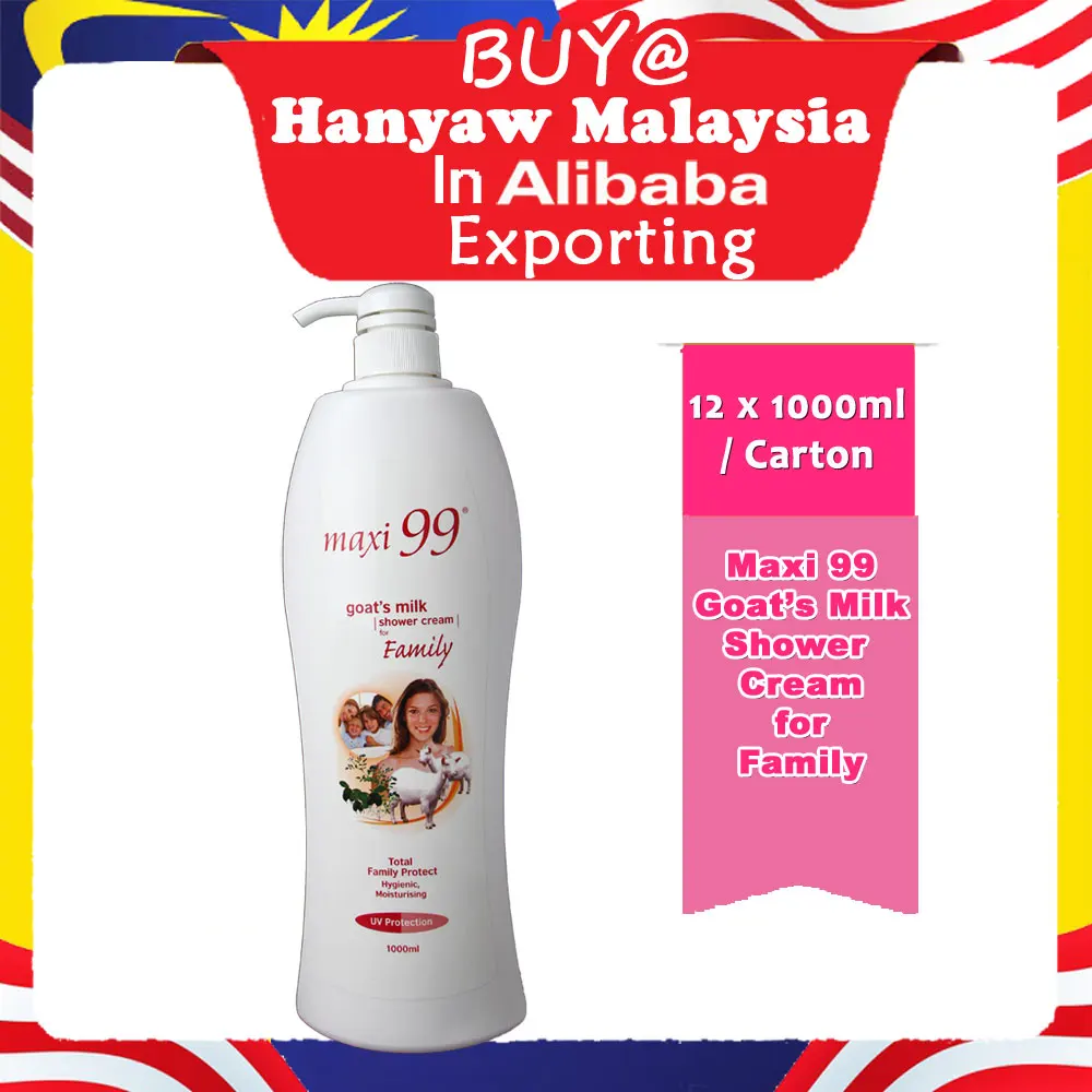[Malaysia] Fast Shipping Maxi 99 Body Wash Shower Cream Goat Milk for Family ( 12 x 1000 ml /Ctn )
