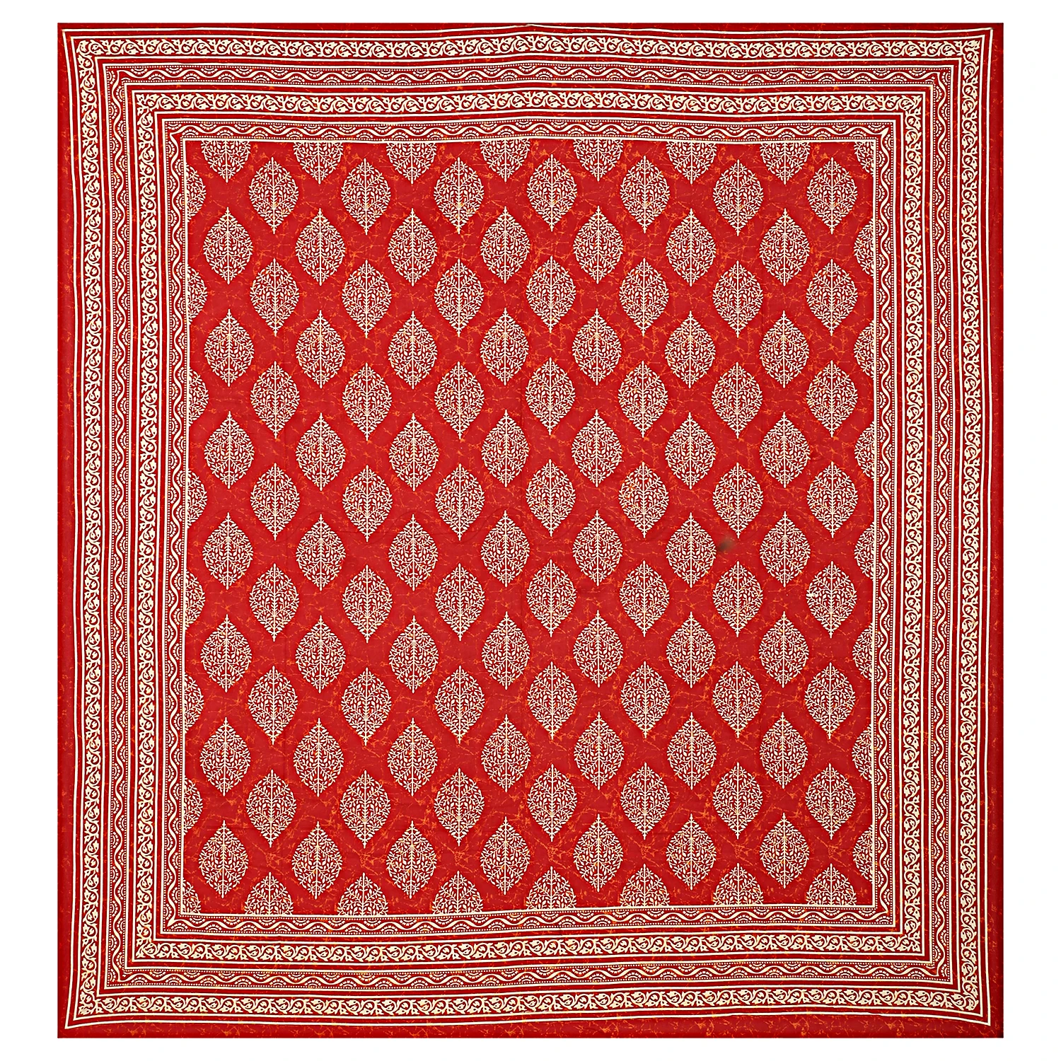 Bedspread Cotton Fabric Handmade King Size Bedsheet Red Color Beautiful Royal Look Multiple Color