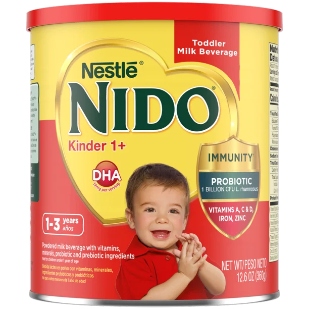 Nestle NIDO Kinder 1+ Toddler Powdered Milk Beverage - 12.6 Oz Canister - Shelf Stable Toddler Drink 12.698 oz.