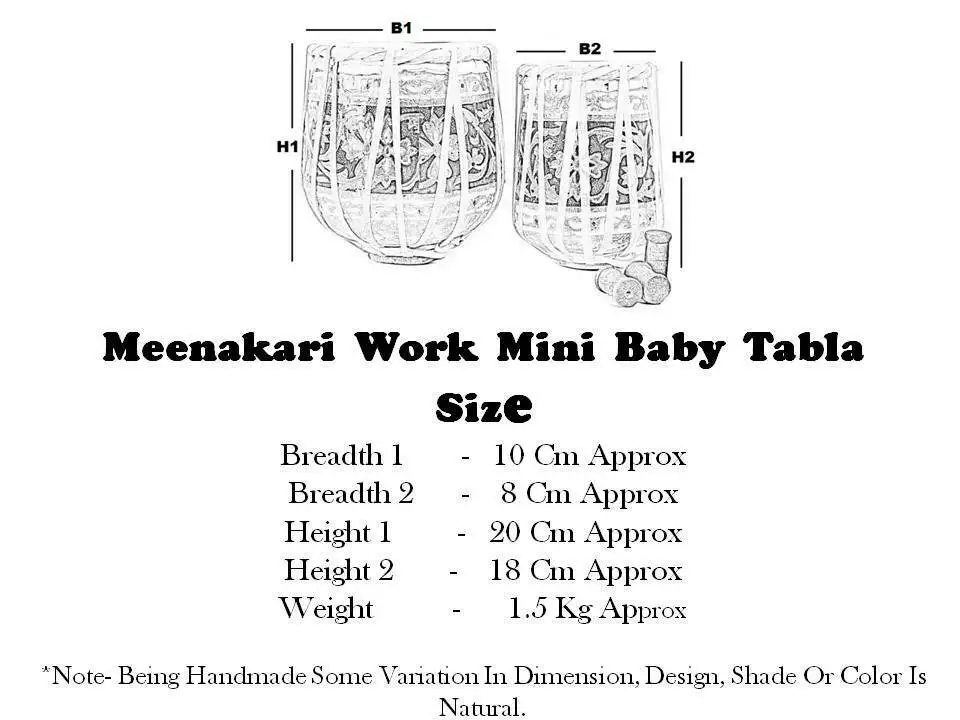 Meenakari  Decorative Mini Tabla Set  Educational Musical Instrument Meenakari Table Set Chrome Finish