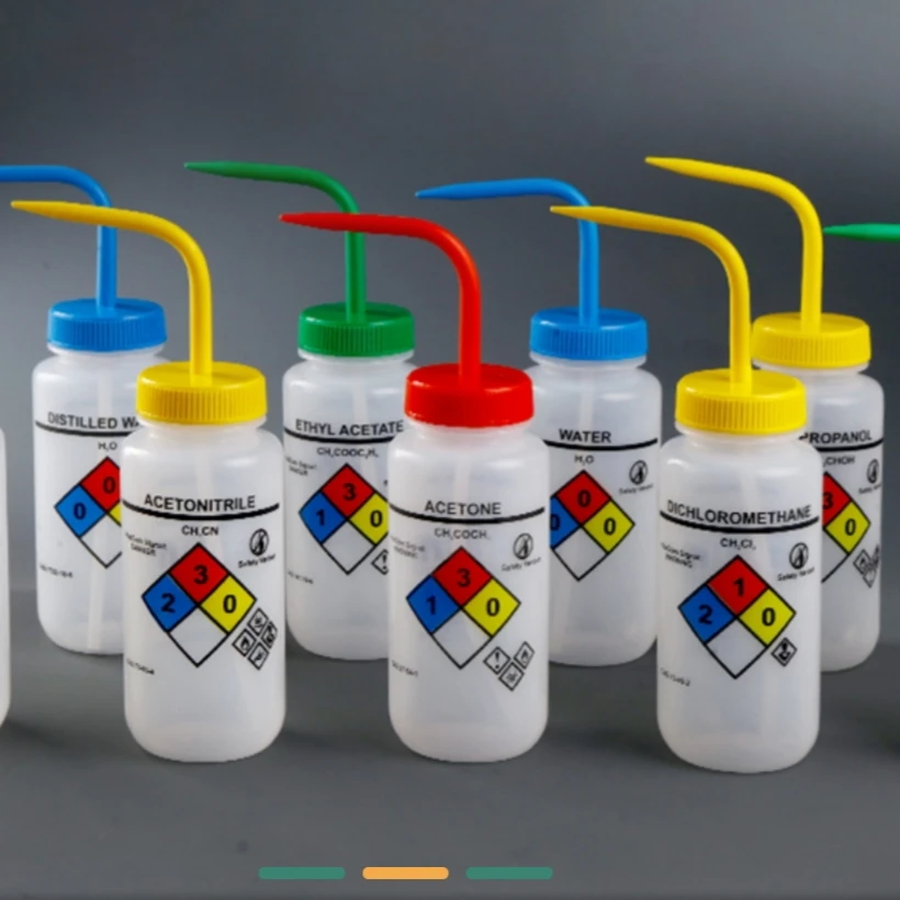 500ml wide mouth wash bottle safety vented labelled Low density polyethylene polypropylene closure