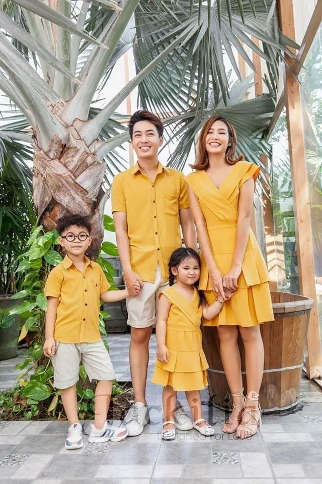 family matching casual outfits Mustard Yellow Dress family match clothes For Wholesale Export Ready to ship