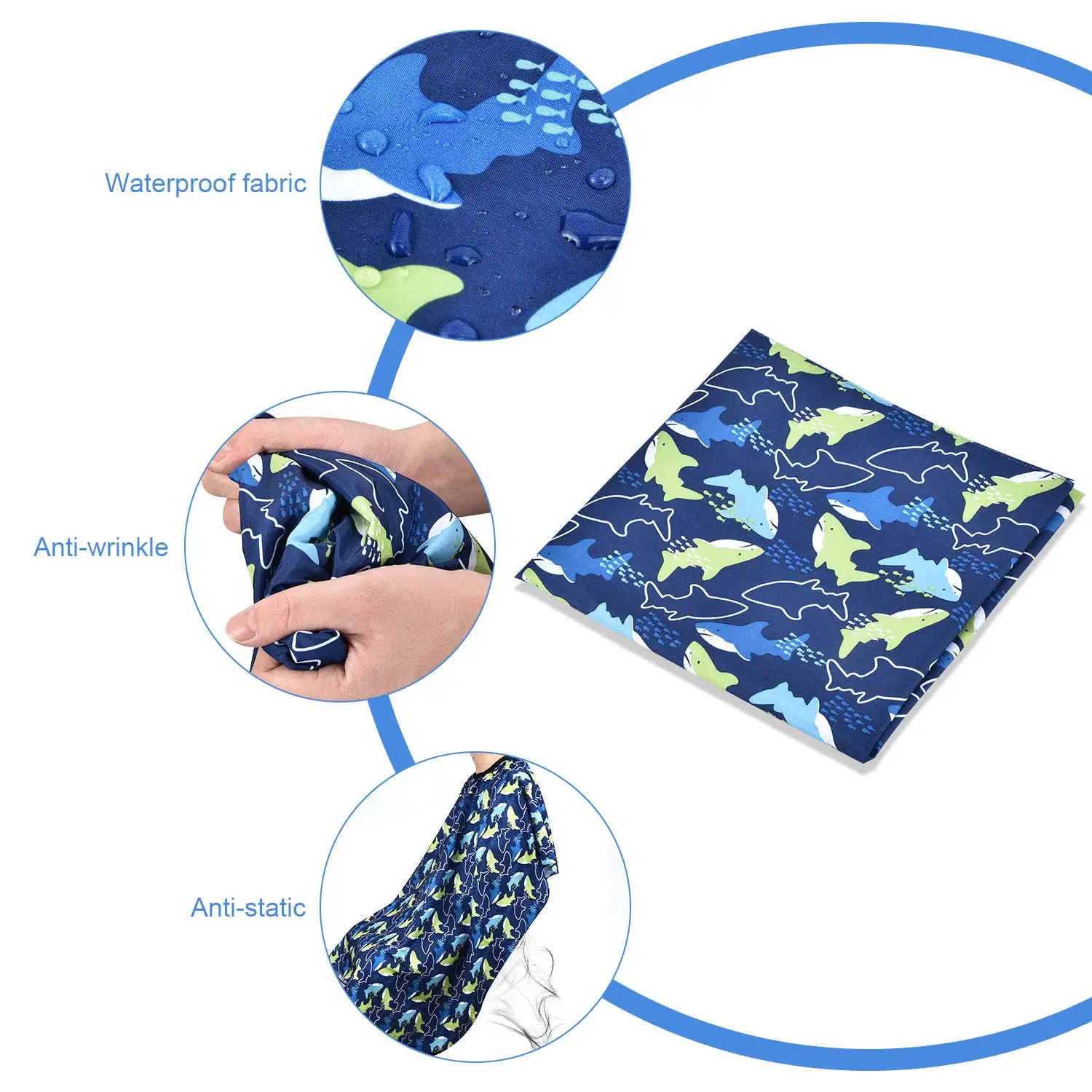 Adjustable Snap Closure Extra Long Cape Dolphin Haircut Apron for Kid