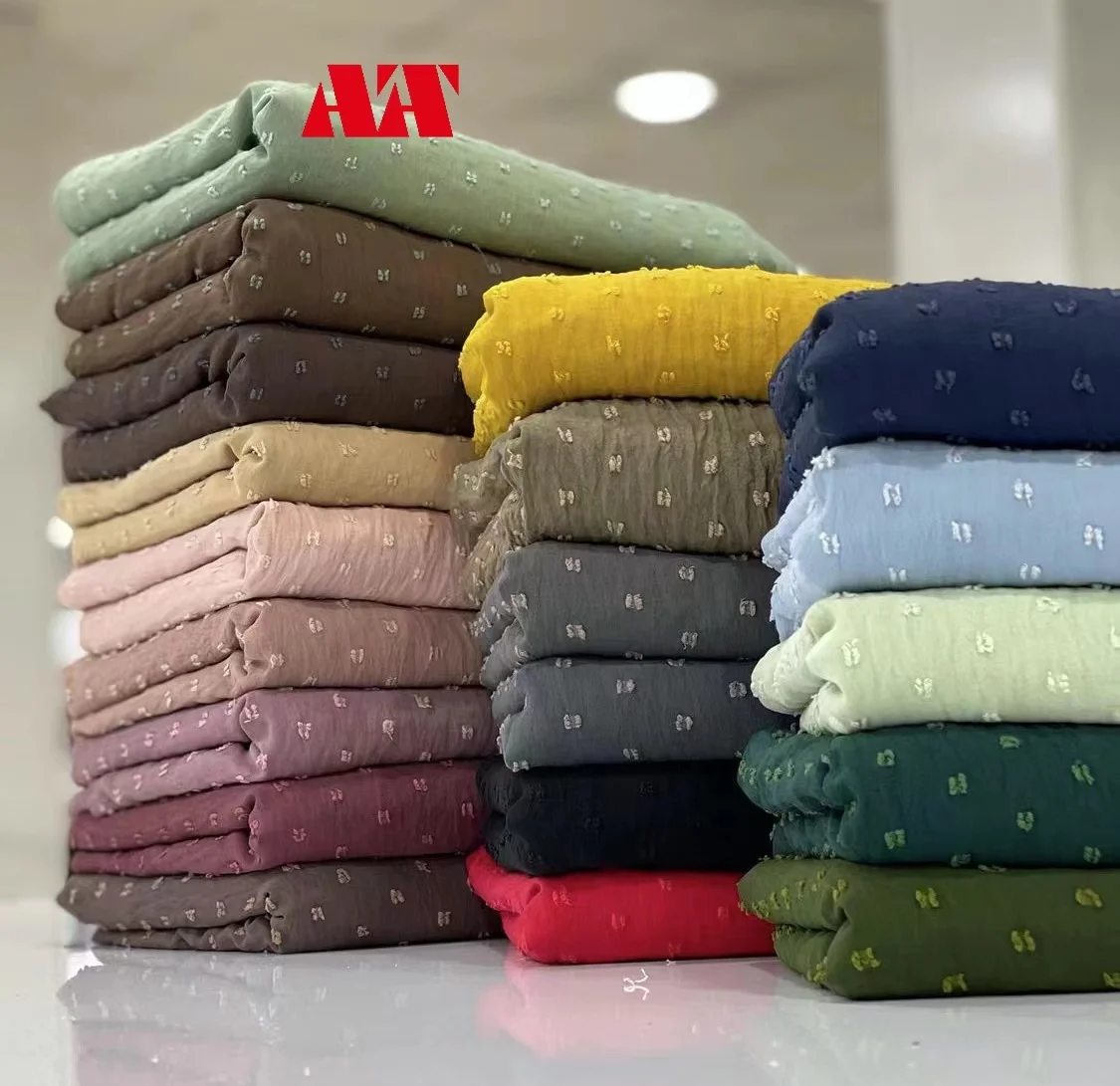 Dubai CEY dobby solid color jacquard muslim lady abaya suit fabric 100% polyester for women