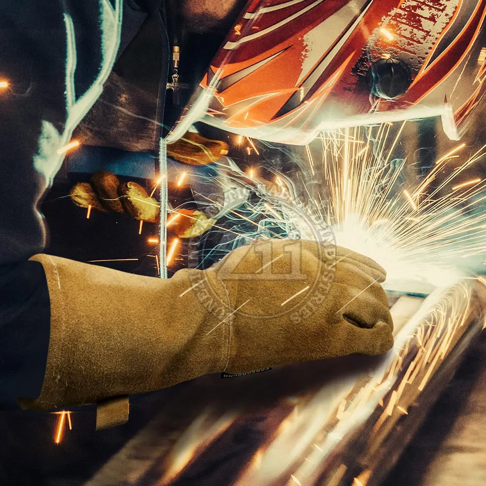 Work Wear Heat Protection Leather Welding Gloves Factory Manufacturer Custom Made Welding Gloves