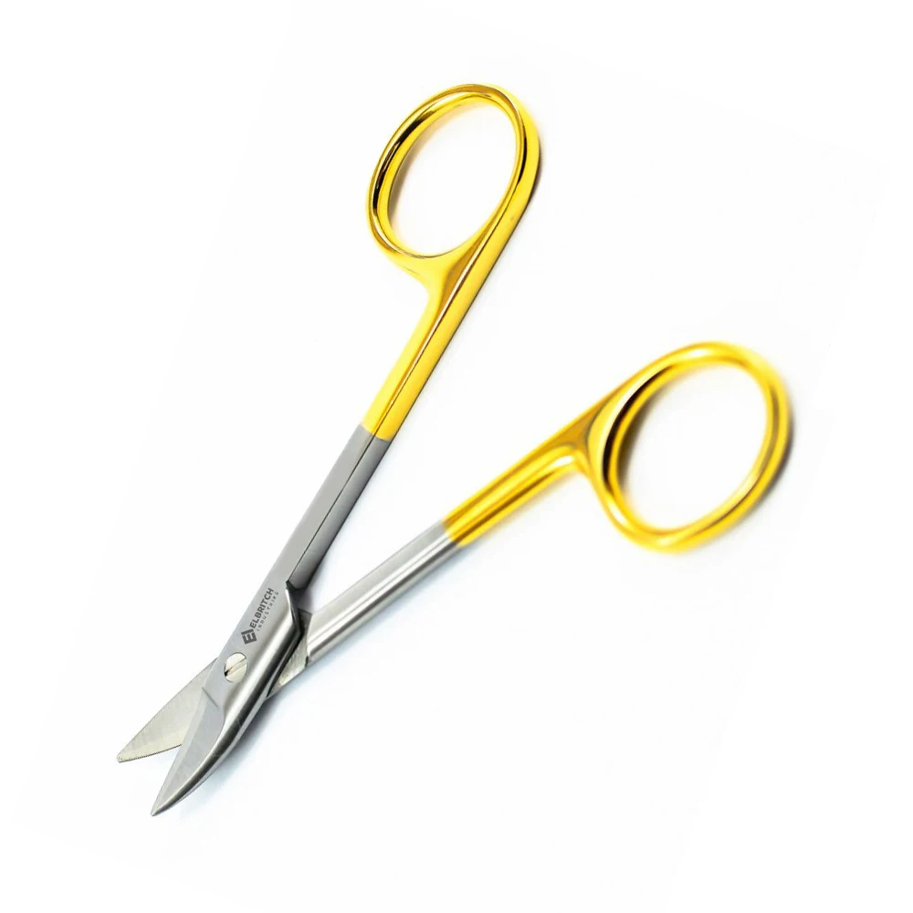Стоматологические хирургические ножницы из нержавеющей стали с острым наконечником вольфрамовые коронные 10 5 см прямой Изогнутый наконечник изогнутый полузолотой Colo