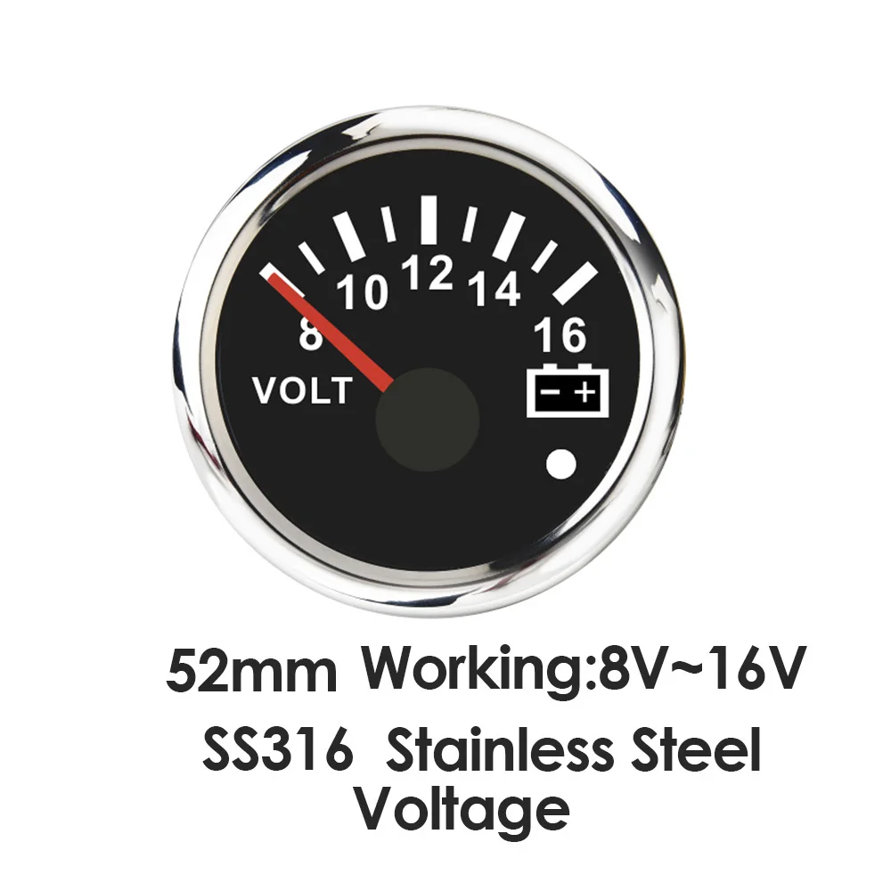 Водонепроницаемый измеритель напряжения для морских и автомобильных автомобилей, 2-1/16 дюйма, 52 мм, 8-16 вольт