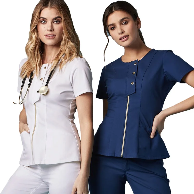 2021  Wholesale Top Quality Uniform Medical Scrub Spandex Stretch Fashionable Uniformes Medico Nursing Scrubs Uniforms