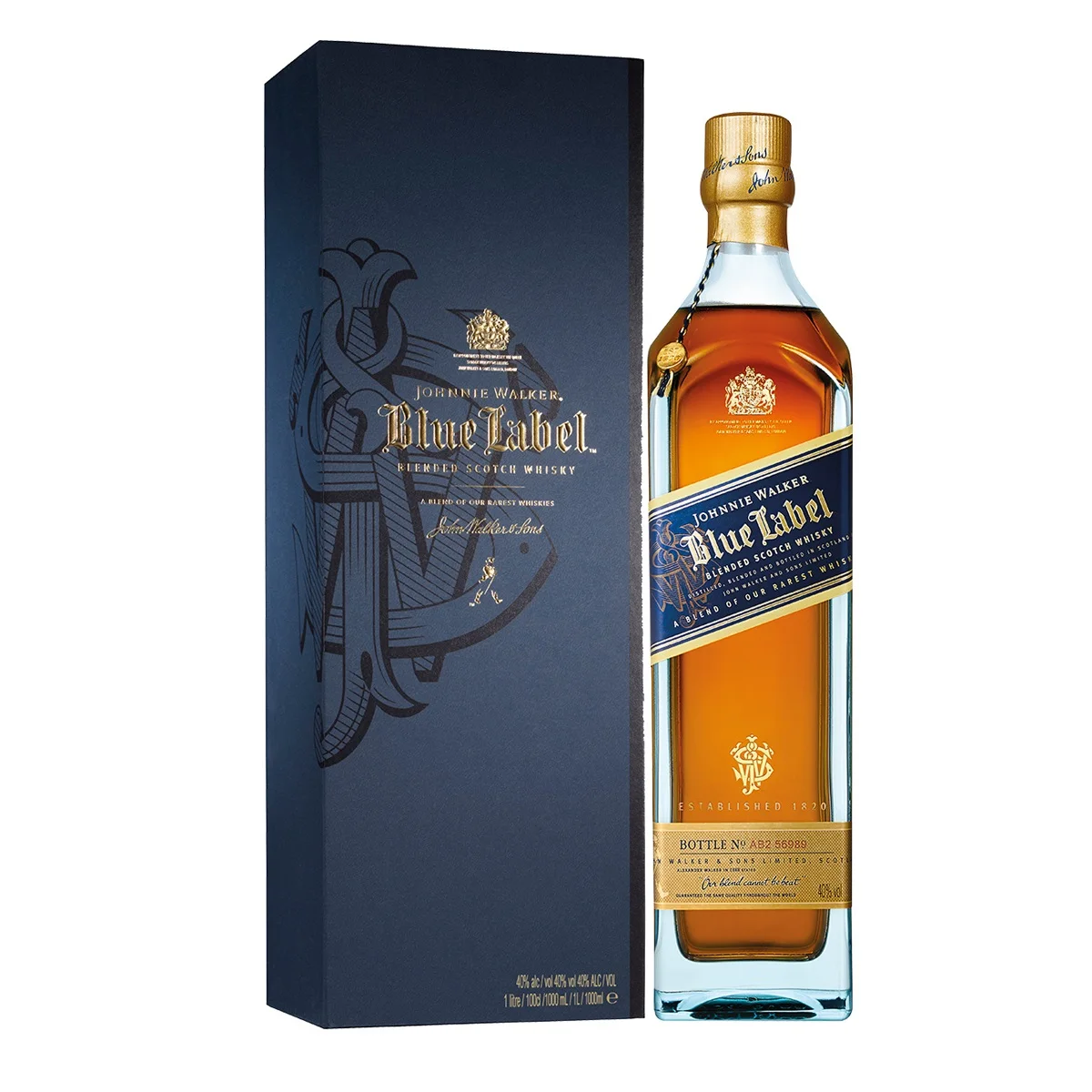1000ml Whisky-Blue Label 1L 40% alc./vol with Supple Balanced Palate Highland Style Smoke Finish