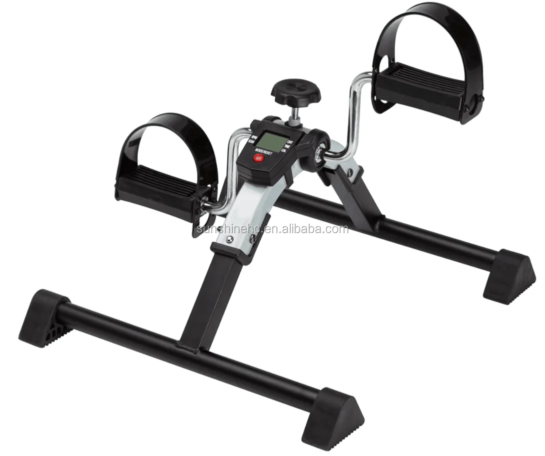 Folding Pedal Exerciser with Electronic Display for Legs and Arms Workout Mini Exercise Bike Under Desk Bike Pedal Exerciser