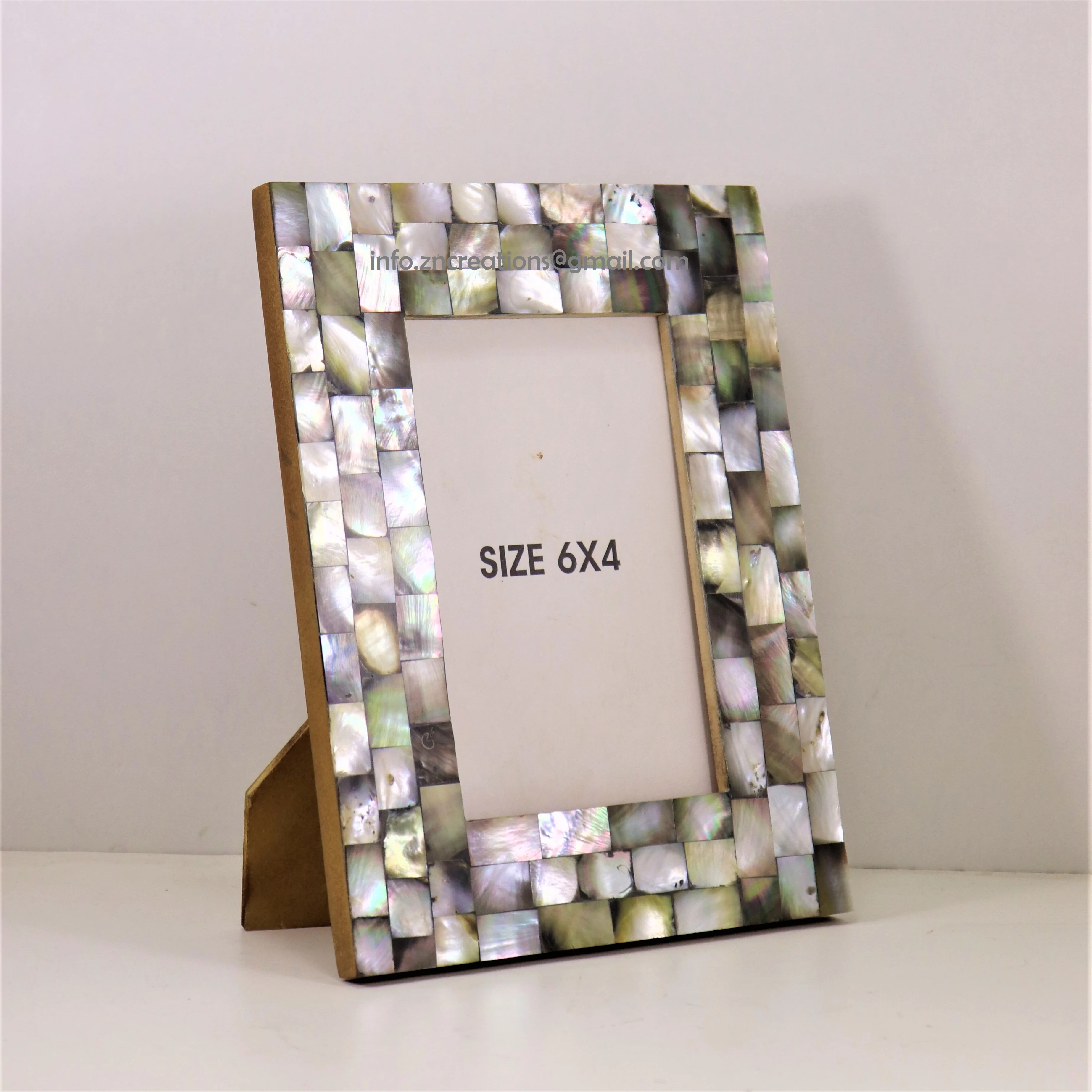 Handmade Mother of Pearl Photo Frame MOP Photo Frames with MFD Wood board support High Quality Handcrafted Canvas Picture Frame