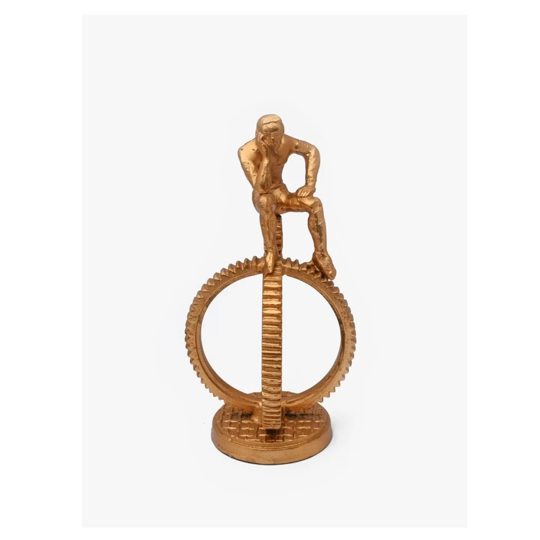 New Design Home Accessories Thinking Man Sculpture With Golden Finished For Home Decoration Manufacturer and Exporter