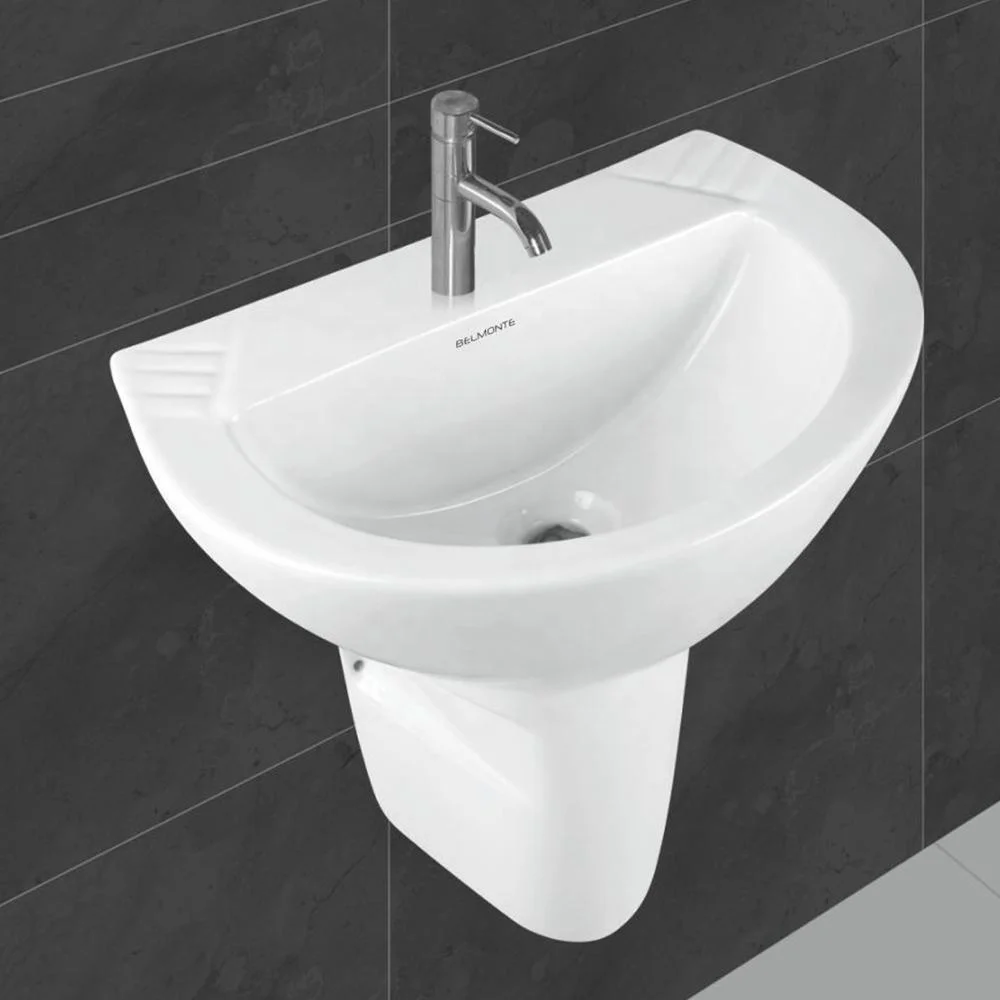 Wall Mount Hand Wash Solid Surface Cylinder Semi Basin Half Pedestal Lavabo Sink Stand Ceramic Bathroom Sanitary Ware Products