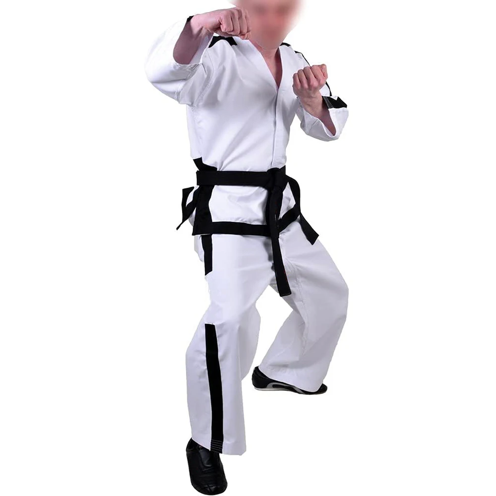 Martial Arts Karate Uniforms Drawstring Closure Taekwondo Uniform for Kids & Adult Lightweight Student Taekwondo Suit with Belt